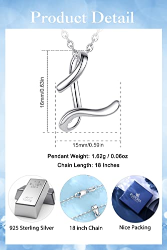 EUDORA Sterling Silver Initial Necklaces for Women, Classic 26 Letter Neckless Gifts for Girls, Sister, Mother Daughter, 18 inch Chain - style: L