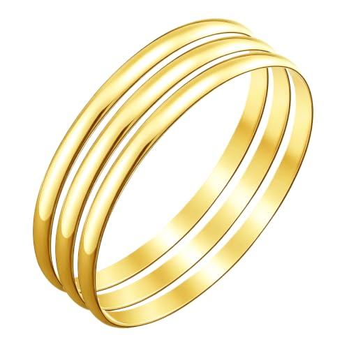 18K Gold Smooth Exquisite Cuff Bangle Bracelet Jewelry Set Jewelry Gift For Women Bracelet Set - size: 7.8Inch-Perimeter