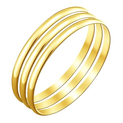 18K Gold Smooth Exquisite Cuff Bangle Bracelet Jewelry Set Jewelry Gift For Women Bracelet Set - size: 7.8Inch-Perimeter