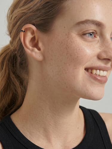 925 Sterling Silver Huggie Hoop Earrings, Small Silver Hoop Earrings for Women Hypoallergenic Huggie Lightweight Small Hoops Earring Cartilage Sleeper Earrings 6/8/10/12/14/16/18/20mm - color: Black, size: 6MM