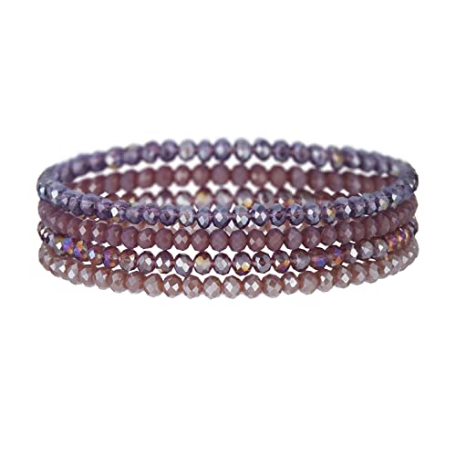Noessla Beaded Boho Stretch Bracelet Colorful Stackable Crystal Beads Bracelets Trendy Costume Jewelry Mothers Day Gifts for Women - color: Purple