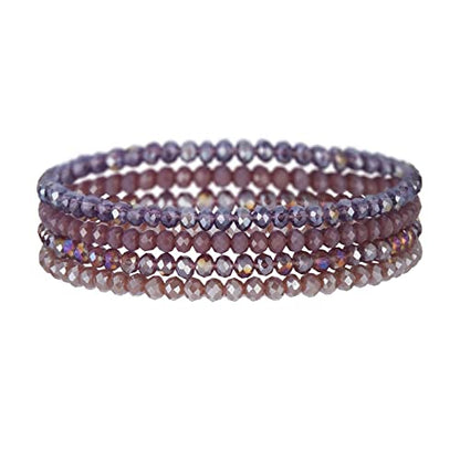 Noessla Beaded Boho Stretch Bracelet Colorful Stackable Crystal Beads Bracelets Trendy Costume Jewelry Mothers Day Gifts for Women - color: Purple