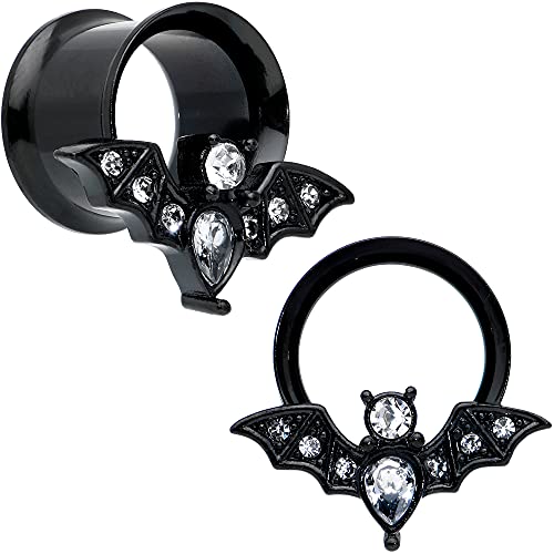 Body Candy Womens 2Pc PVD Stainless Steel Bat Double Flare Tunnel Plug Earring Ear Plug Gauges Set of 2 - style: 11mm (7/16")