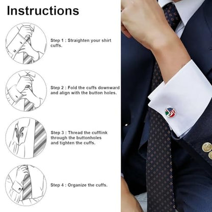 America Mexico Friendship USA Michoacan Mexican Flag Round Cufflink Set 1 Pair Stainless Steel Cufflinks Shirt for Men Business Wedding - size: 1.7cm