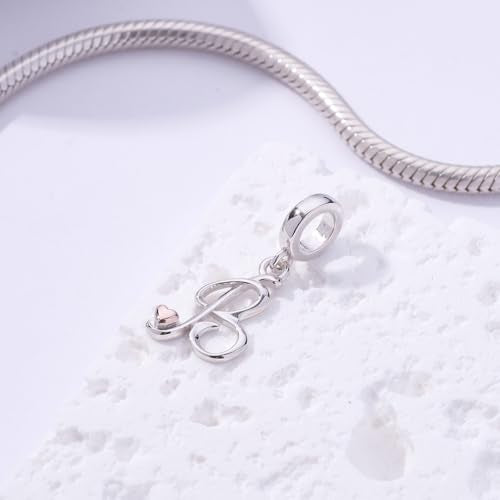 Letter Charms for Pandora Bracelets 925 Sterling Silver Alphabet Initial Charms Bead Jewelry Gift for Women - style: Initial B