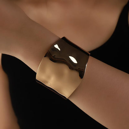 Exquisite and Stylish Gold Bracelet, Fashion Jewelry, Women's Gold Accessories – Ideal Gift for Mom, Wife or Girlfriend - style: Bright Gold Wide Cuff Bracelet