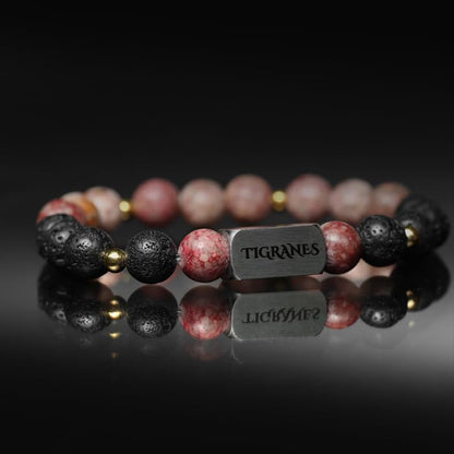Tigranes Premium Natural Stone Bracelet Collection – Handmade Gemstone Jewelry in Luxury Branded Gift Box - style: Pink Lava