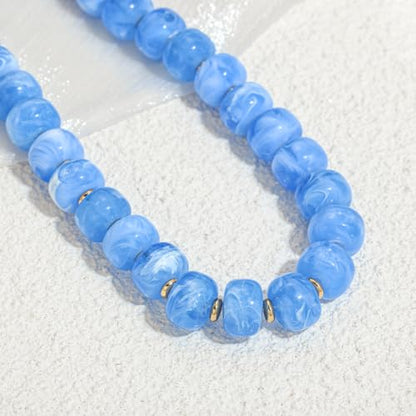 Chunky Beaded Necklace for Women Trendy Multicolor Resin Beads Choker Necklaces Boho Summer Statement Necklace Chunky Heart Jewelry - color: Bead necklace-light blue