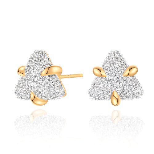 LOYATA Spike Earrings Gold Huggie Hoop Diamond Cubic Zirconia 14K Gold Plated Dainty Small Simple Hypoallergenic Geometric Jewelry Gift for Women - color: Diamond Triangle