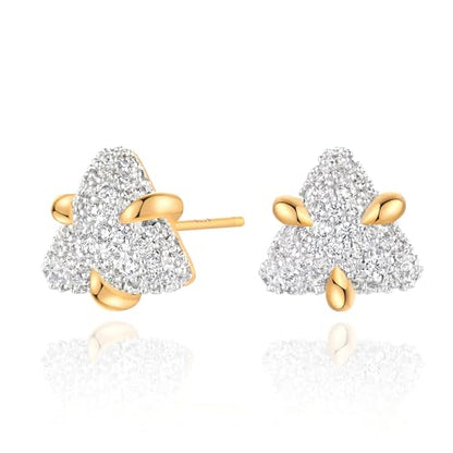 LOYATA Spike Earrings Gold Huggie Hoop Diamond Cubic Zirconia 14K Gold Plated Dainty Small Simple Hypoallergenic Geometric Jewelry Gift for Women - color: Diamond Triangle