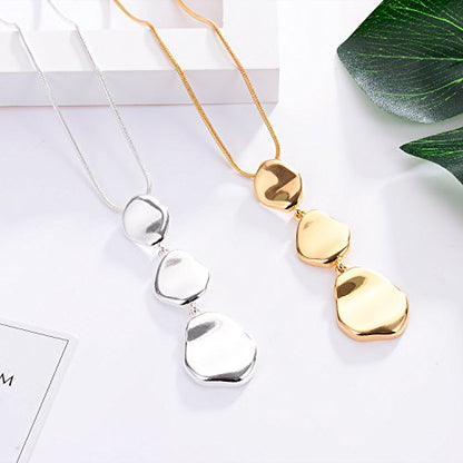 Long Pendant Necklaces For Women Multi-Layer Pendant Y Necklace Set Statement Pendant Chic Jewelry - color: Silver