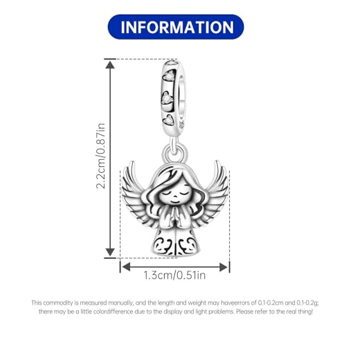 925 Sterling Silver Charms for Bracelets and Necklace Religious Cross Pendants Praying Hands, Bible, Virgin Mary, Jesus, Church Bead Jewelry - color: Cute Angel Pendant