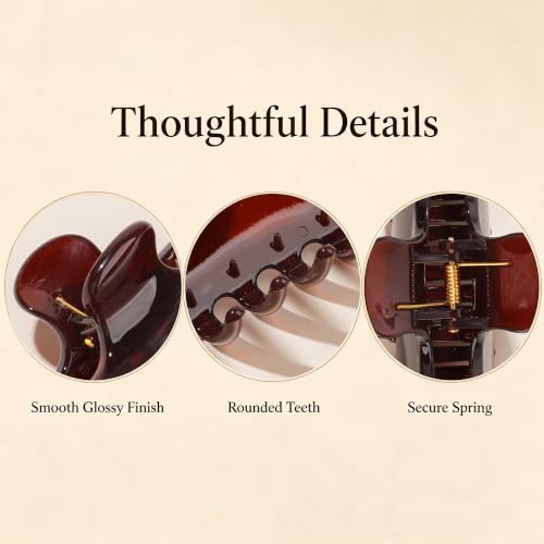 Ivyu 4-Inch Large Rounded Rectangle Hair Claw Clip for Women, Strong Hold - color: Transparent Brown
