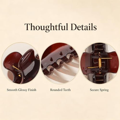 Ivyu 4-Inch Large Rounded Rectangle Hair Claw Clip for Women, Strong Hold - color: Transparent Brown