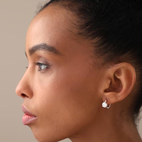 LeCalla 925 Sterling Silver Huggie Hoop Earrings for Women | Rhodium-Plated CZ & Moissanite Dangle Hoop Earrings | Heart, Double Hoop & 3 Stone Designs Hoops | Hypoallergenic Small Hoops Earring Gift for Women - style: Design 04 – 3 Stone Huggie