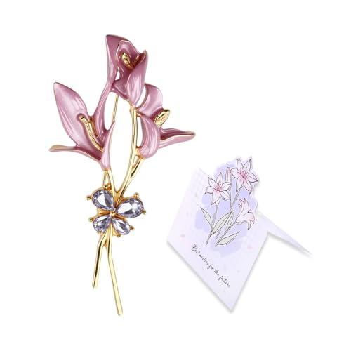Elegant Floral Bouquet Brooch for Women Bridesmaid Pins Flower Brooches Floral Lapel Pin for Dress Suit Collar with Flowers Say Greeting Cards - color: Lily