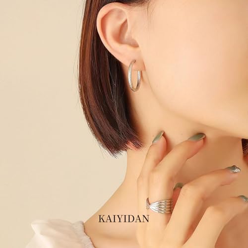 2 Pairs Gold/Silver Hoop Earrings For Women Set Trendy,14K Plated Gold Chunky Huggie Hoop Earings Pack,Oval Twisted Statement Silver Hoops,Fashion Jewelry Gift - color: 4) dapple hoop