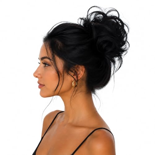 CAISHA Small Scrunchy Updo Hairpiece Ponytail Extensions Hair Tie Black HG3a - color: black #1 HG3a