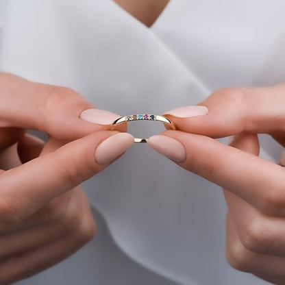 Dainty Multi-Stone Ring, 1-10 selectable Birthstones Ring, Minimalist Ring, Handmade Family Ring, Custom Ring, Personalized Gift, Mothers Day Gift, 14K gold & 925K Silver Ring - style: 10 birthstones