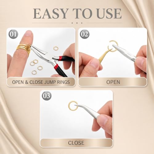1200 Pcs Jump Rings for Jewelry Making, Open Jump Rings with Pliers, Tweezer and Lobster Clasps for Necklace Repair and Bracelet Making (Gold) - color: Gold