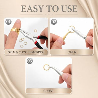 1200 Pcs Jump Rings for Jewelry Making, Open Jump Rings with Pliers, Tweezer and Lobster Clasps for Necklace Repair and Bracelet Making (Gold) - color: Gold