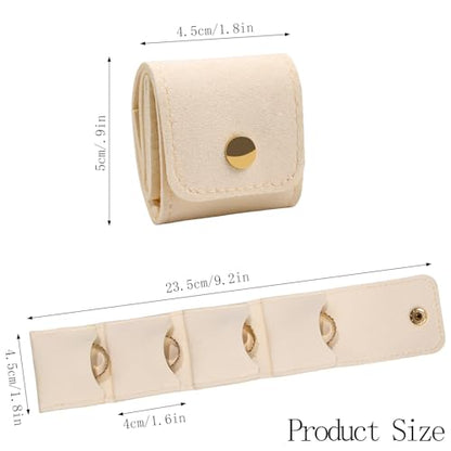 3 Pack Mini Jewelry Organizer, Travel Jewelry Case, Foldable Multifunctional Travel Jewelrys Pouch for Earrings, Necklaces, Rings, Chain Bracelets, Brooches - color: Beige