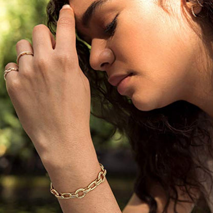SOFYBJA 18k Gold Plated Personalized Chunky Cuban Oval Link Chain Bracelets for Men Toggle Rope Bracelet Jewelry for Women - style: circle bracelet