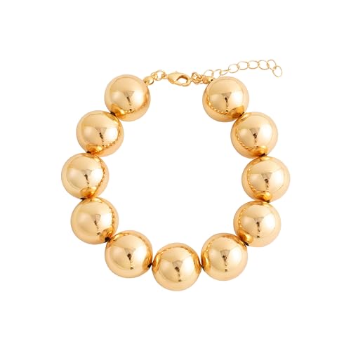 LALAPPLE Gold Plated Beaded Acrylic Bamboo Tube Bangle Bracelets for Women, Colorful Chunky Curved Tube With Gold Plated Pieces Beads Stretch Bracelet Friendship Summer Beach Jewelry - color: B-gold beaded (18mm)