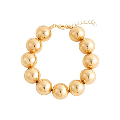 LALAPPLE Gold Plated Beaded Acrylic Bamboo Tube Bangle Bracelets for Women, Colorful Chunky Curved Tube With Gold Plated Pieces Beads Stretch Bracelet Friendship Summer Beach Jewelry - color: B-gold beaded (18mm)