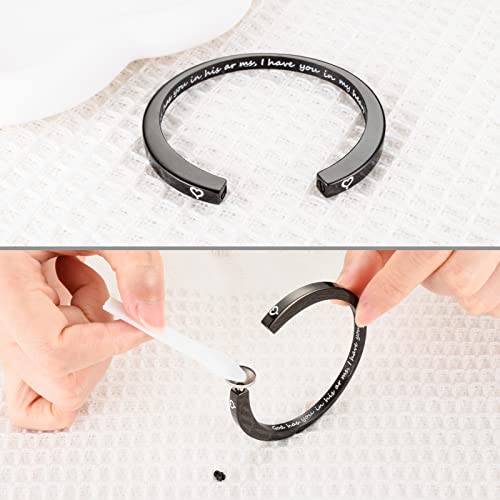 Dletay Urn Bracelet Cremation Bracelet for Ashes Memorial Ashes Bracelet Openable Cuff Bangle Bracelet - color: God Black
