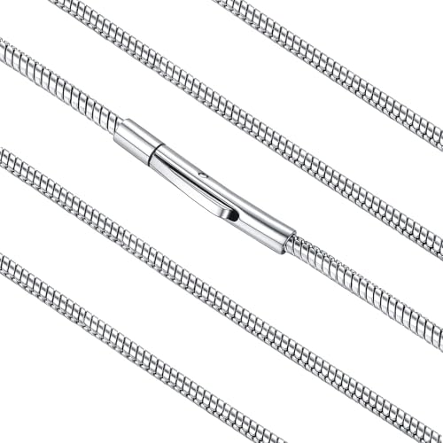 FaithHeart Thin Snake Chain Necklace for Men Women, 316L Stainless Steel | 2mm Silver/Black/Gold Waterproof Sturdy Chain Necklace for Layering/Solo Wear, 16-30 Inches, with Gift Box - color: 01. Snake Chain-Silver, size: Length 26 Inches