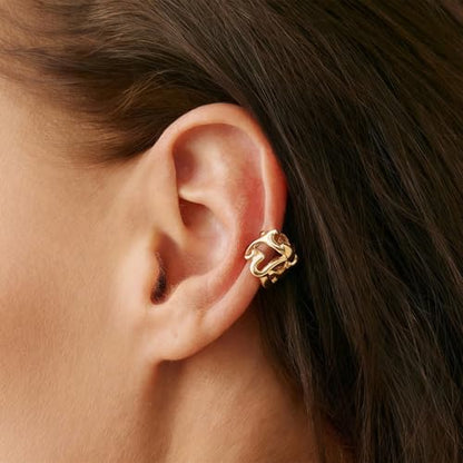 Chunky Gold Ear Cuff for Women Non-Piercing Cartilage Clip-On Earrings Trendy Jewelry Gift - color: A9:Chunky Ear Cuff