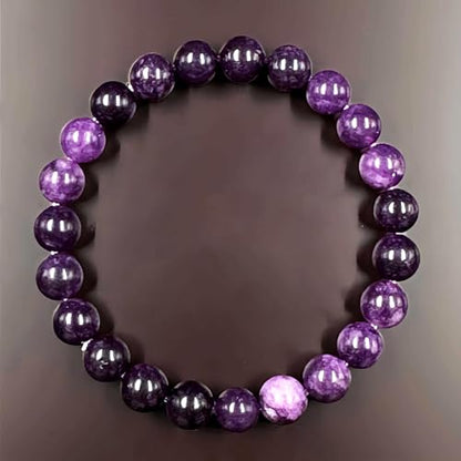 Amethyst Bracelet for Women Men, Elegant Handmade Natural Gem Stone Round Beaded Stretch Elastic Adjustable Healing Bracelets 8mm Gifts - color: AL-0138, size: Medium