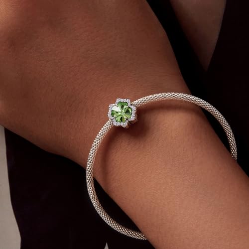 925 Sterling Silver Charms for Bracelet Jewelry Gifts for Women - color: Four leaf clover