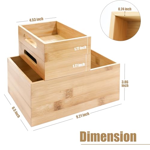 HOMESTEAD 3-Piece Stackable Bamboo Storage Box, Office Desk Organizer, Wooden Boxes for Makeup Drawer Organizer Bathroom, Office Supplies, Kitchen Utensils, Bamboo Storage Containers, Jewelry Tray