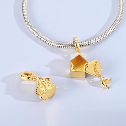 14K Gold Plated Charms for Bracelets Necklace Star Moon Cross Beads Woman | 925 Sterling Silver Charms Butterfly Cute Cat Dog Evil Eye Lucky Bracelet Beads Aesthetic Peandant Jewelry Gift for Mom - color: gold 4