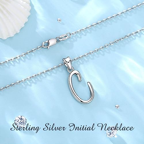 EUDORA Sterling Silver Initial Necklaces for Women, Classic 26 Letter Neckless Gifts for Girls, Sister, Mother Daughter, 18 inch Chain - style: C