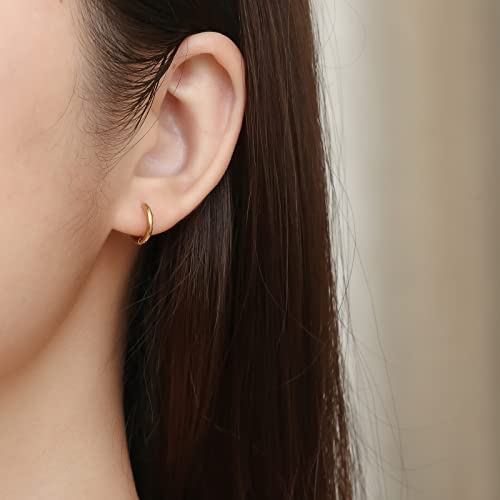 Osayia 316L Surgical Stainless Steel Small Hoop Earrings 8mm 10mm 12mm Hypoallergenic Huggie Thin Hoop Earrings Helix Lobes Hinged Sleeper Earrings Men Women for Cartilage Piercings - color: A: Diameter 8mm (6 Color),6 Pairs