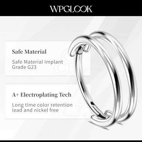 2 PCS Cartilage Earring Double Triple Hoop Nose Ring Titanium Conch Piercing Jewelry - color: Silver, size: 16g 10mm