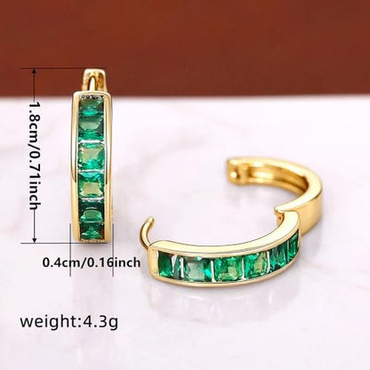 Fashionable Hoop Earrings with Princess Square Cubic Zirconia for Women - color: E6098