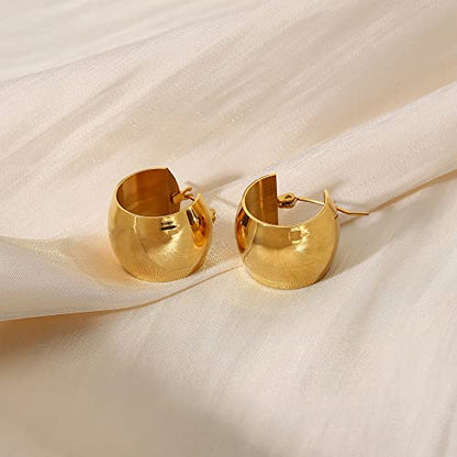 Chunky Gold Hoop Earrings for Women 14k Gold Plated Thick Triple Earrings | Hypoallergenic Trendy Chunky Gold Hoops Earrings,Dainty Jewelry Gifts for Women - style: thick hoop earrings