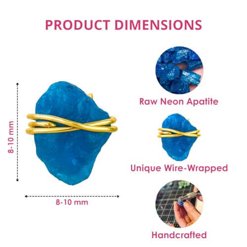 Gempires Wire Wrapped Raw Gemstone Stud Earrings for Women, Birthstone | Handmade wire-wrapped raw gemstone stud earrings — choose from stones and birthstones, artisan raw crystals on gold. - style: Neon Apatite