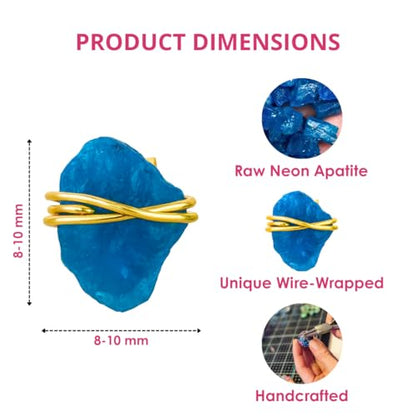 Gempires Wire Wrapped Raw Gemstone Stud Earrings for Women, Birthstone | Handmade wire-wrapped raw gemstone stud earrings — choose from stones and birthstones, artisan raw crystals on gold. - style: Neon Apatite