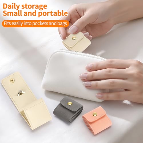 KUKUVR Mini Travel Jewelry Organizer Bag (Beige) | Foldable 4 Compartment, Gym Jewelry Holder Case, Ring Earring Necklace Storage Roll Pouch, Gift for Women - color: Beige