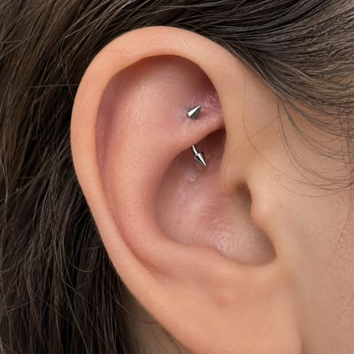 16-Piece 16G Curved Barbell Eyebrow Rings, Ball/Spike, 6-12mm | Hypoallergenic 316L steel with 3mm ball and spike ends for eyebrow, rook, vertical labret, lip, navel and daith piercings