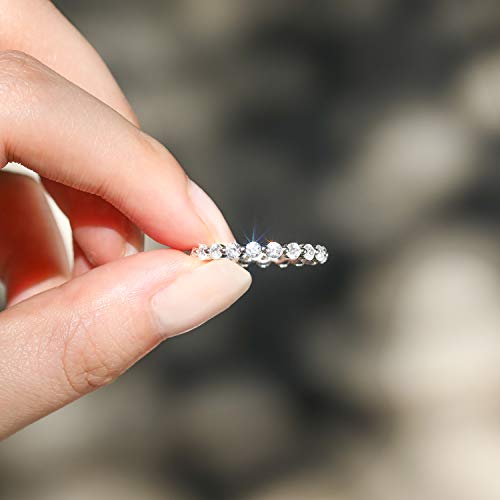 EAMTI 2mm 925 Sterling Silver Wedding Band Cubic Zirconia Full Eternity Stackable Engagement Ring Size 3-13 - color: Sterling Silver-Silver