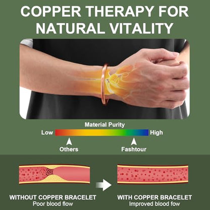 Pure Copper Bracelet – Copper Bracelet for Men & Women – 100% Solid, Raw & Uncoated Handmade Hammered Tibetan Cuff Bangle - color: Copper651W8C