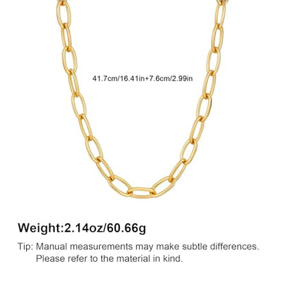 Chunky Necklace for Women 18K Gold Plated Statement Adjustable Thick Link Chains Paperclip Chain Choker Trendy Fashion Jewelry Gifts - style: Chian 193