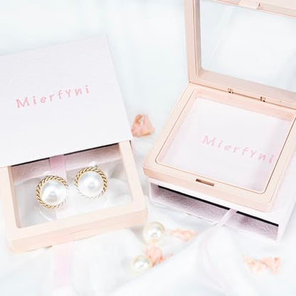 Large Pearl Earrings for Women, Chunky Gold Button Pearl Studs | Gold Twist Trim, Statement Vintage Style, 23mm, 14K Gold-Plated Brass, Faux Mabe Pearl, for Wedding, Parties, Elegant Look