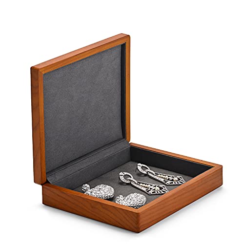 Oirlv Solid Wood Ring Jewelry Box Organizer Earrings Jewelry Drawer Organizer Tray with Lid (Grey Flat Box) - color: Grey Flat Box